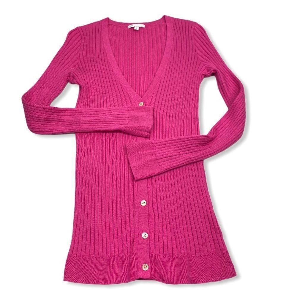 Pink Gap rib knit long sleeve cardigan size Small